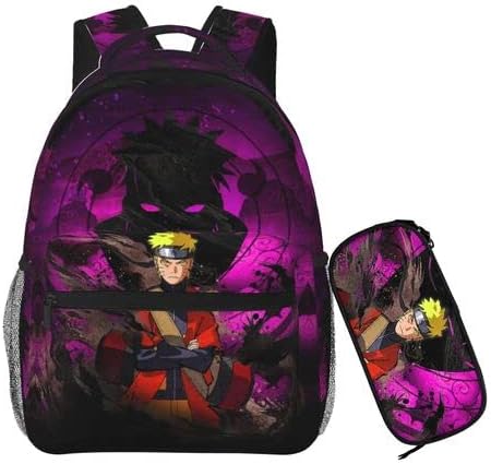 NJINALW Anime Backpack Laptop Mackpack com caixa de lápis, mochila de mochila perfeita bolsa de viagem