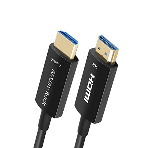 Aston Rock certificou o cabo 8K HDMI 50 pés, o cabo HDMI de fibra longa 2.1, suporte de banda de 48 Gbps Suporte HDR HDCP2.3