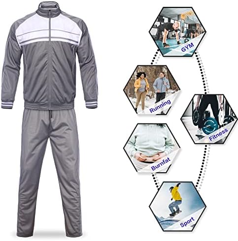 MEGUB Men's Activewear 2 Peças Conjunto de trajes completos de zíper de corrida e conjunto de trajes com capuz atlético de inverno