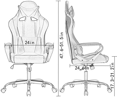 Cadeira de cadeira de jogo cadeira de escritório cadeira de mesa ergonomic executivo giratório cadeira rolante de computador com suporte lombar, rosa