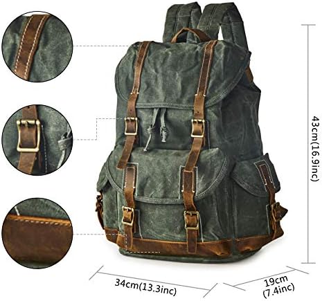 Brass Tacks Leathercraft Hovery Duty Cered Canvas Vintage Mochila para homens Mulheres TRIM CASual Casual