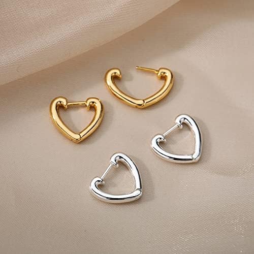 Ttndstore geométrico pequeno briols de coração para mulheres brincos de cor de lasca de ouro judeu-e2029g-1-61546