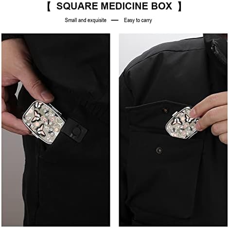 Caixa de comprimidos de pílula de metal caixa de armazenamento de pílula de borboleta organizadores de pílula pequena para viagens de bolso de bolsa 2.2x1.6in