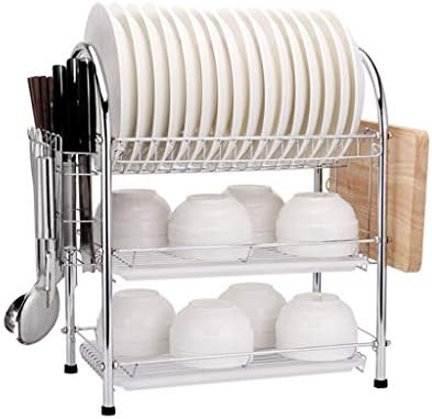 Palha 3 níveis de prato de secagem prateleira de armazenamento de cozinha cesta de lavander