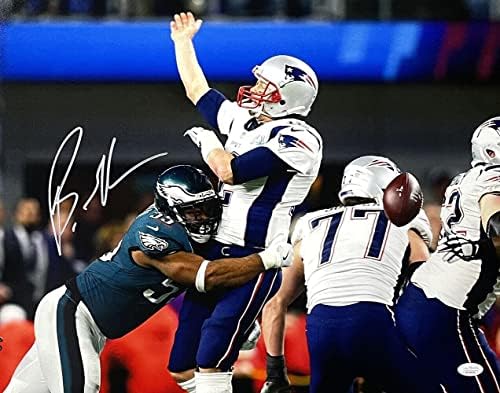 Brandon Graham assinou 16x20 Eagles SB 52 Sacking Brady Photo JSA ITP - Fotos autografadas da NFL