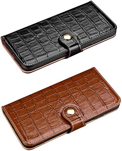 Caixa de carteira de couro genuína Nincye para iPhone XR, Classic Crocodile Pattern