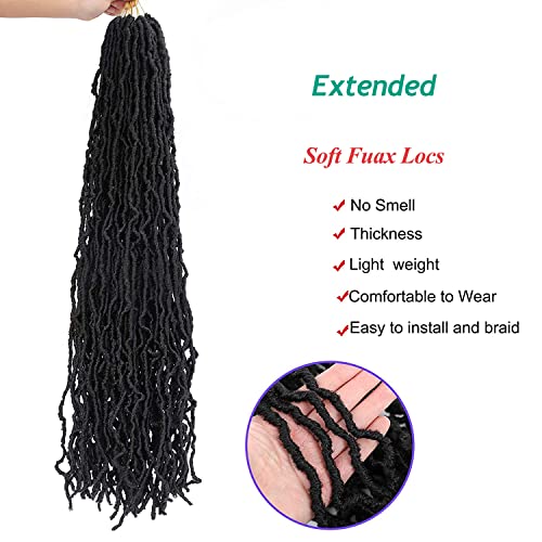 Faux Locs Cabet Hair Dreadlocks macios novos Fuax Locs Cabelo de crochê 6 pacotes de deusa pré-loopada Locs Cabet para mulheres （30 polegadas, 1b）