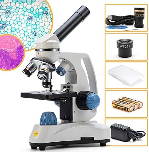Microscópio de aluno composto rápido SW150 com câmera ocular e deslizamentos de vidro de microscópio preparado de 25pc