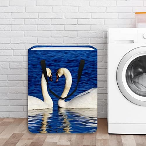 Swan Love Print Print Collapsible Laundry Horse, 60l de lavanderia à prova d'água de lavagem de roupas de roupas de roupas de roupas