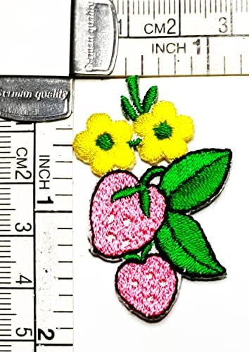 Kleenplus Mini Morango Rosa Fruta Crianças Patches de Cartoon Morangos Blossoms Amarelo Ferro no Motivo Applique Adequado