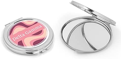 Greeklife.store delta gama irmandade compacta compacta de maquiagem dupla de maquiagem de bolso redondo espelho portátil compacto