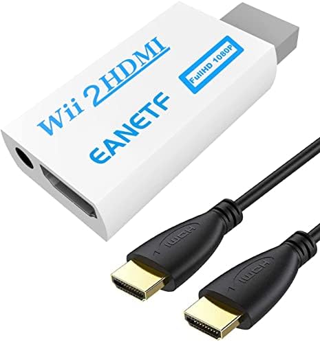 EANETF Wii para HDMI Converter, Wii para HDMI 1080p com cabo HDMI de alta velocidade HDMI Wii2 HDMI Saída Vídeo e áudio com áudio
