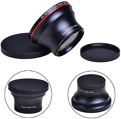 HisEwn 55mm 0,43X Profissional HD Lente de grande angular para Nikon D3400, D3500, D5500, D5600 e Câmeras Alpha Sony, Lens Free Lens Clean Ploth Store.