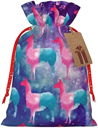 Sacos de presentes de natal de traços llama-galaxy-rainbow apresenta sacos de embrulho sacos de embrulho de embrulho de natal de natal