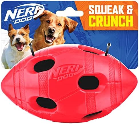 Brinquedo de cães de futebol de borracha de cães Nerf com escorvas interativas e crocância, leve, durável e resistente à água,