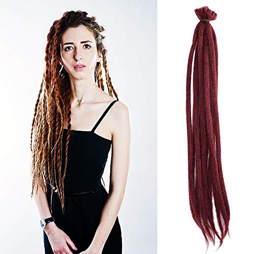 Noverlife 10 fios de extensões de dreadlock vermelha de 50cm/20 , acessórios de dreadlocks sintéticos de crochê de ponta única, perucas de cabelos da jamaica punk reggae reggae