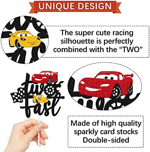 Dois bolo de bolo rápido, carro de corrida 2ª decoração de bolo para carros de corrida bandeira quadriculada com tema garoto