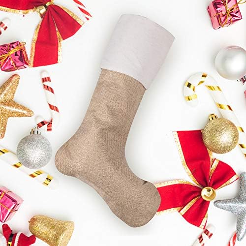 Eeoyu 5 Pacote meias de Natal, lareira de algodão de estopa de natal, meias de decoração para decoração de Natal, festa de férias de Natal em família e artesanato diy