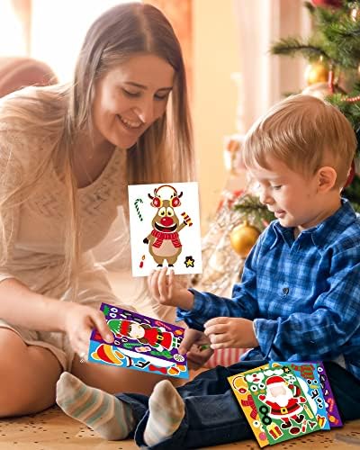 40 folhas de Natal Adesivos para crianças, artesanato de Natal Diy Christmas Santa Snowman Rena e Elf Setes, Faça