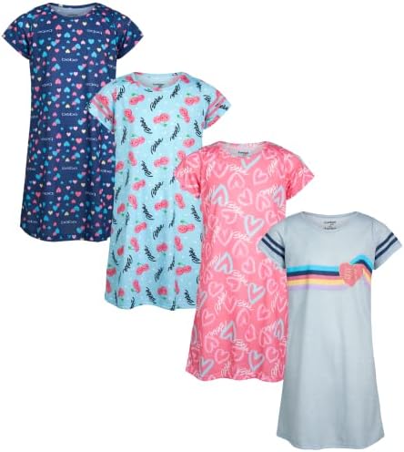 Pijama para meninas Bebe - 4 pacote de manga curta camisa de camisa de camisa