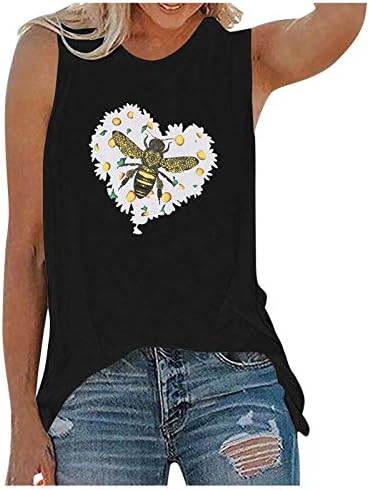 Tampas de tanque kcjgikpok para mulheres da moda, margarida camisetas gráficas de flores inspiradoras camisetas fofas de manga