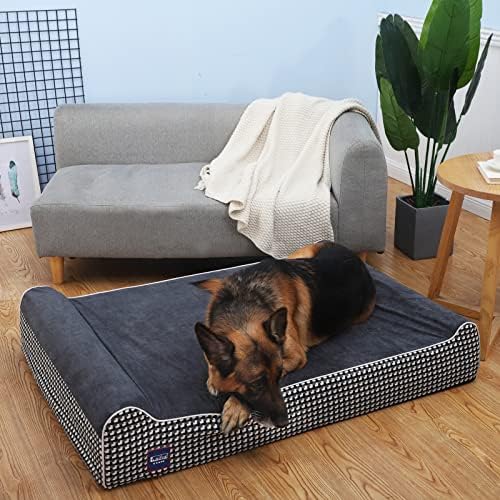 LAIFUG ORTHOPEDIC Memory Foam Bed Campa de cachorro extra grande com travesseiro e revestimento durável à prova de água e capa lavável removível e design inteligente