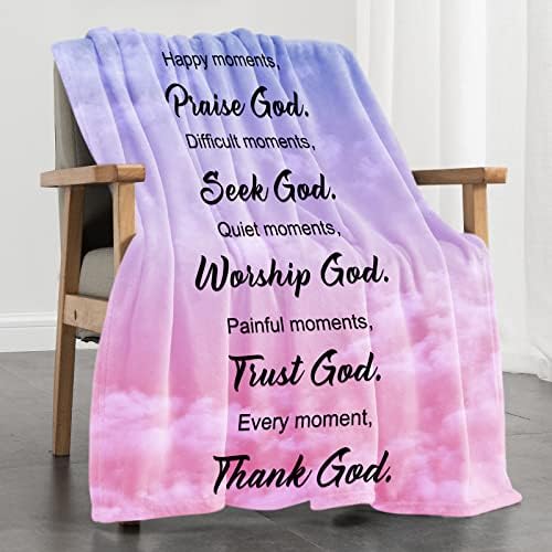 O OHDS Christian Bible Verse lança cobertor Cura do cobertor espiritual Presentes, Oração Religiosa Flanela Sofra Cama de Fleece Remeu Soon Presentes com pensamentos e abraços inspirados 50 x 60