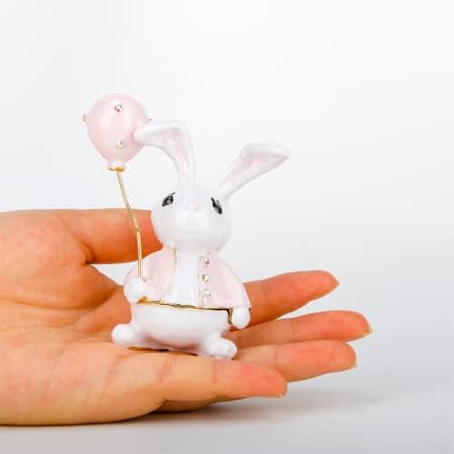 Setebees Bunny Decor Rabbit Figuras, pequenas caixas de bugigangas de coelhinho de Páscoa, Tabela de Estátua da Páscoa