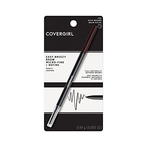 CoverGirl Easy Breezy Brow Micro-Fine e Definir lápis, marrom rico, pacote de 1