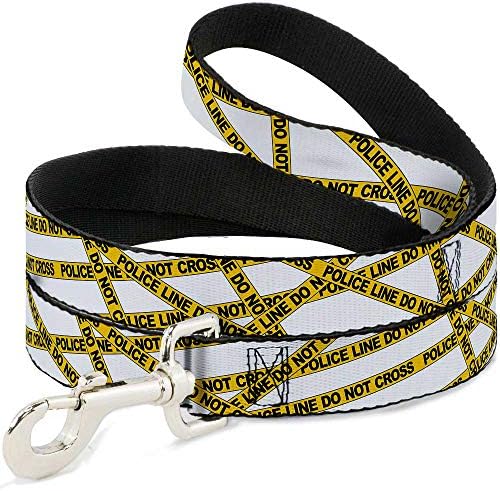 Linha da polícia da coleira de cachorro branco amarelo 4 pés de comprimento 0,5 polegadas de largura