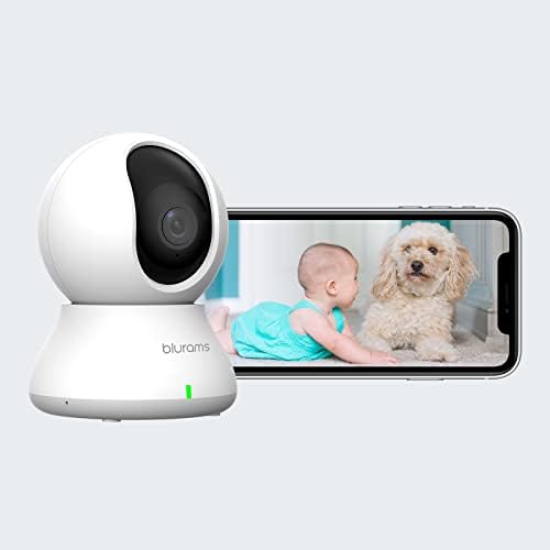 Câmera Blurams para Segurança em Casa, Câmera Interior 360 graus, 2k Vision Home Camera para ancião/bebê/cachorro/gato/animal de estimação, rastreamento de movimento, áudio bidirecional com sirene, trabalha com Alexa/Google Assistant, 2.4g Wi Fi