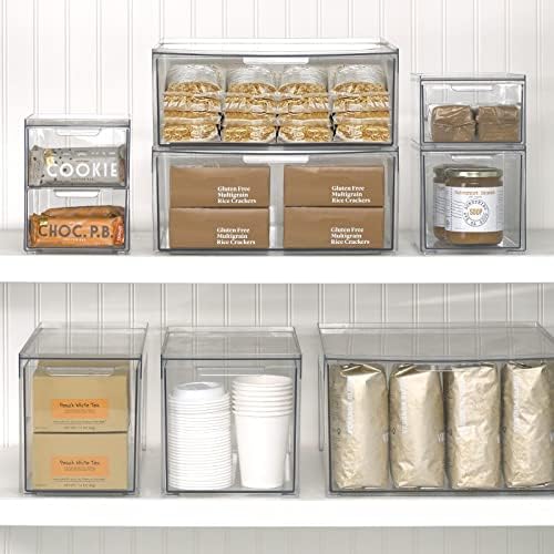 Caixa de recipientes de armazenamento empilhável mdesign com gaveta de tração - empilhando gavetas plásticas caixas para despensa