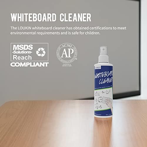 Limpador de quadro branco não-tóxico de Loukin, limpador de placa de apagamento a seco de 3,4 onças, spray de limpeza de quadro branco