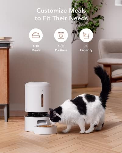 Petlibro Automatic Cat alimentador com câmera para animais de estimação para gato cão 1080p hd vídeo com visão noturna 5g wi-fi alimentador de animais de estimação com alimentos baixos de áudio de áudio e bloqueio