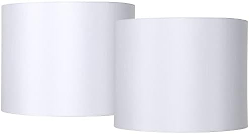 Sombra de lâmpada de tambor de capa dura branca 14x14x11 Conjunto de 2 - Springcrest