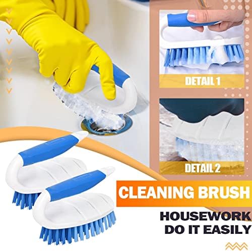 Convencido 8 Scrub Brush ConfortGrip e limpeza de serviço pesado rígido para o banheiro banheira da banheira piso - 2 pacote