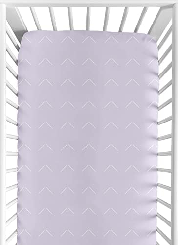 Doce JoJo Designs lavanda roxa boho flecha folha de berço encaixada no chapéu de berço ou berçário de cama para criança - lilás