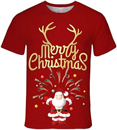 XZHDD Soldado de Natal T-shirts de manga curta para homens, Natal Santa Claus Print Crewneck Tee Tops Home Party Casual Tshirt