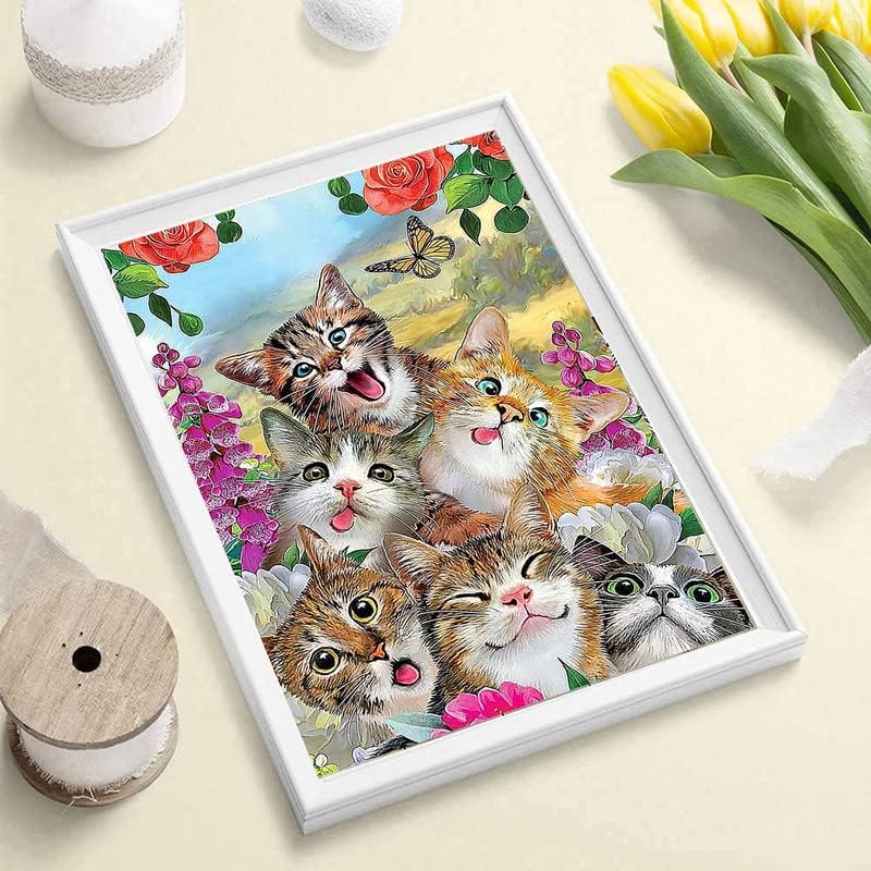 Kits de pintura de diamante para adultos, gatos diamante arte 5d broca completa redonda stromestone presente de natal para
