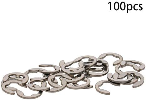 Aicosineg 100pcs 14mm 304 Aço inoxidável M7 A fixador E-Clip circlip