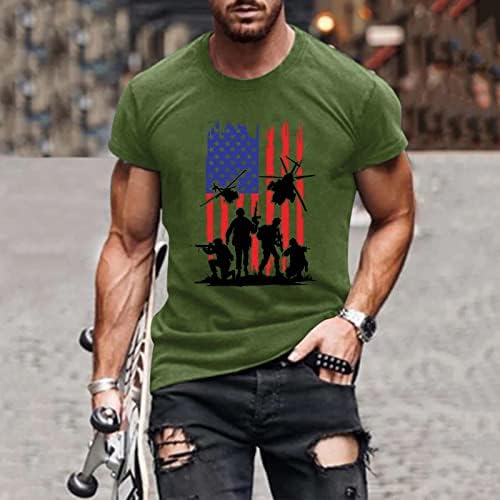 BEUU 4 de julho Soldier Short Sleeve T-shirts para homens, bandeira dos EUA Prind Print Patriótico Crewneck Muscle Athletic Tee Tops