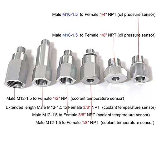 Adaptador de temperatura do refrigerante do motor LS Água M12 1,5 a 1/2 1/8 3/8 NPT e adaptador do sensor de pressão de óleo M16 1,5 a 1/8 1/4 NPT Para todos os motores LS LS1 LSX LS3 LS2 L92 LQ4 LQ9 LS6 L99 L33 LR4