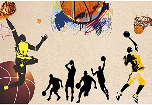 Cenário de basquete de 7x5 pés, photo esportivo de arte de graffiti fundo, tema de basquete masculino Feliz aniversário fotografia para a decoração de festas de aniversário Banner de fotos de estúdio
