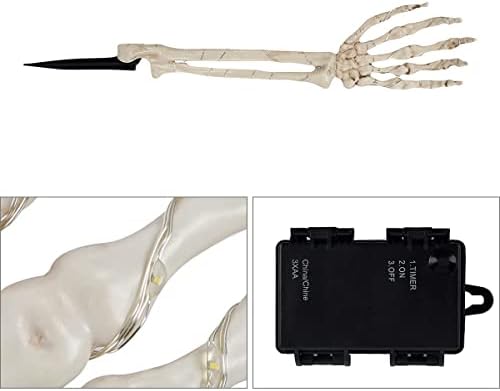 Decorações de Halloween ao ar livre, 2 pacote de esqueleto de braço de esqueleto com 40 LEDs Operado por bateria Skeleton