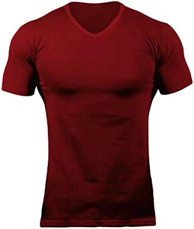 Camisetas de treino do pescoço para homens para homens camiseta muscular leve, com manga curta respirável, camiseta