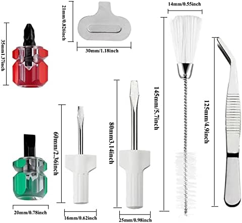 Kit de limpeza de máquina de costura de 10pcs, pincel de fiapos de cabeça dupla de 3pcs, 4 chaves de fenda de tamanho,