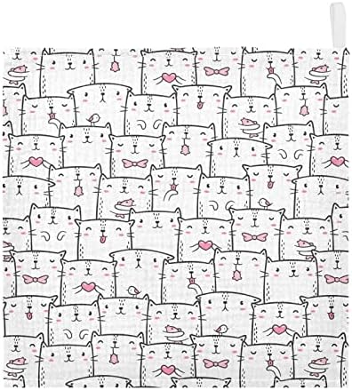 Vvfelixl Baby Toucos de algodão Cats Branco corações Baby Muslina panos de panos de gatinho Toalha macia para bebês para recém -nascidos lenços do bebê, 11,8 x 11,8 polegadas, 3 pacote