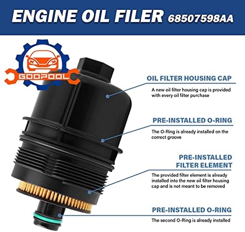 Filtro de óleo do motor Ecodiesel 68507598AA 68498720AA Compatível com Jeep 2021-2022 Wrangler JL Gladiator, 2020-2022 RAM 1500 dt -6pcs