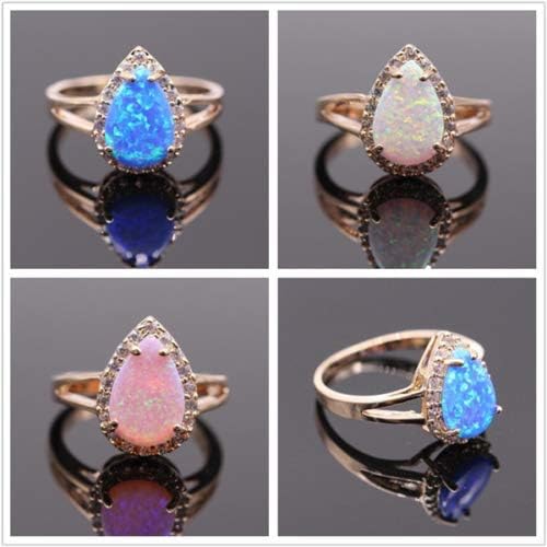 Mulheres Multicolor Opal CZ 18K Gold Preeflled noivado Proposta de casamento Anel SZ6-10