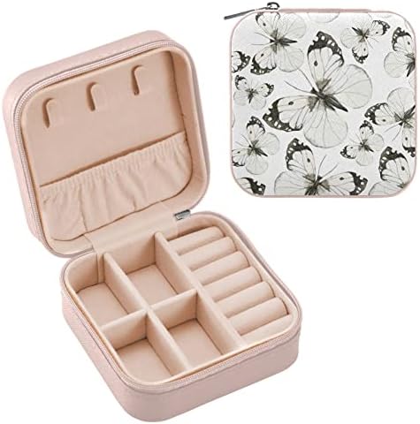 Caixa de jóias de viagens de borboleta Umiriko para mulheres, organizador de jóias pequenas de couro PU, caixas de armazenamento